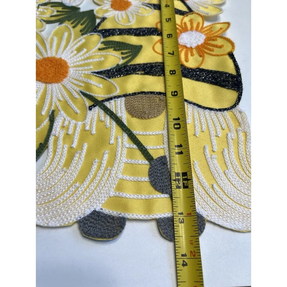 4pc Gnome Bees Flowers Placemats Embroidered